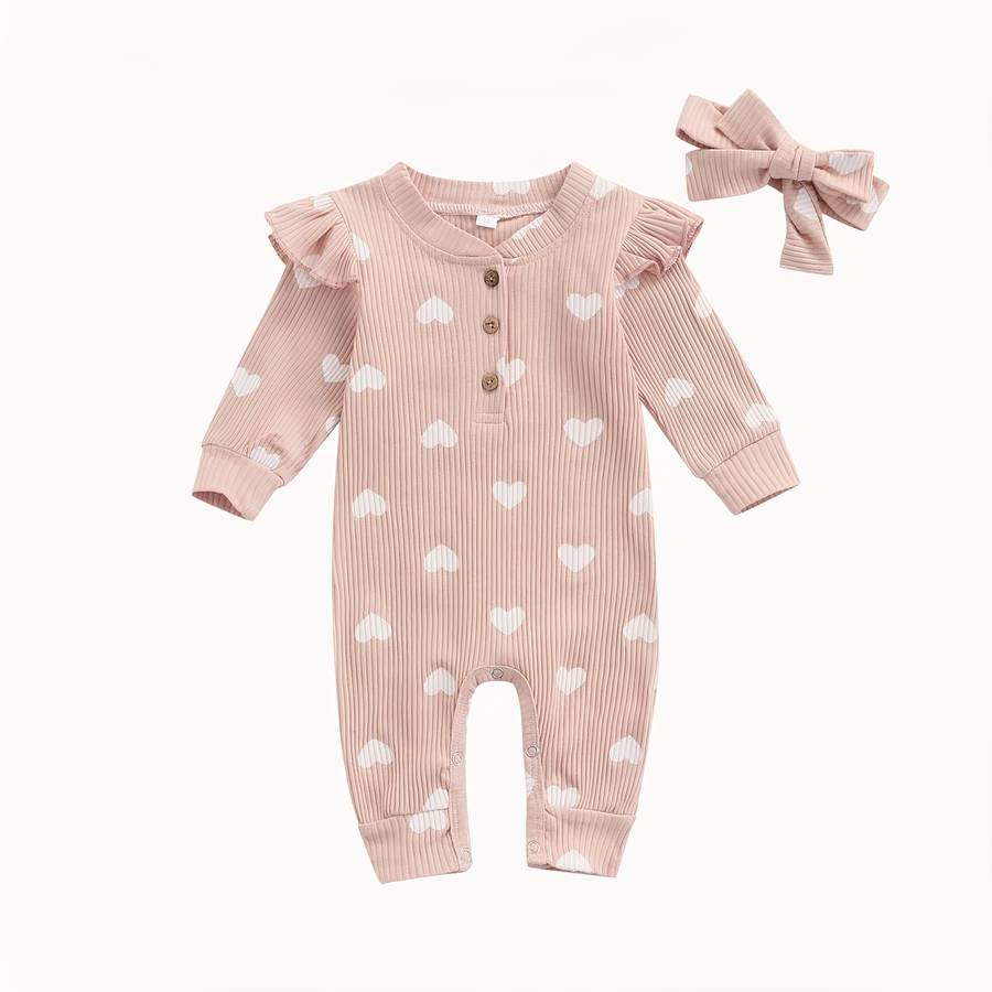 Baby Long Sleeve Heart Print Romper