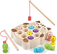 Wooden Magnetic Fishing Game for Kids Preschool Toddler Toy Interactive Play Set