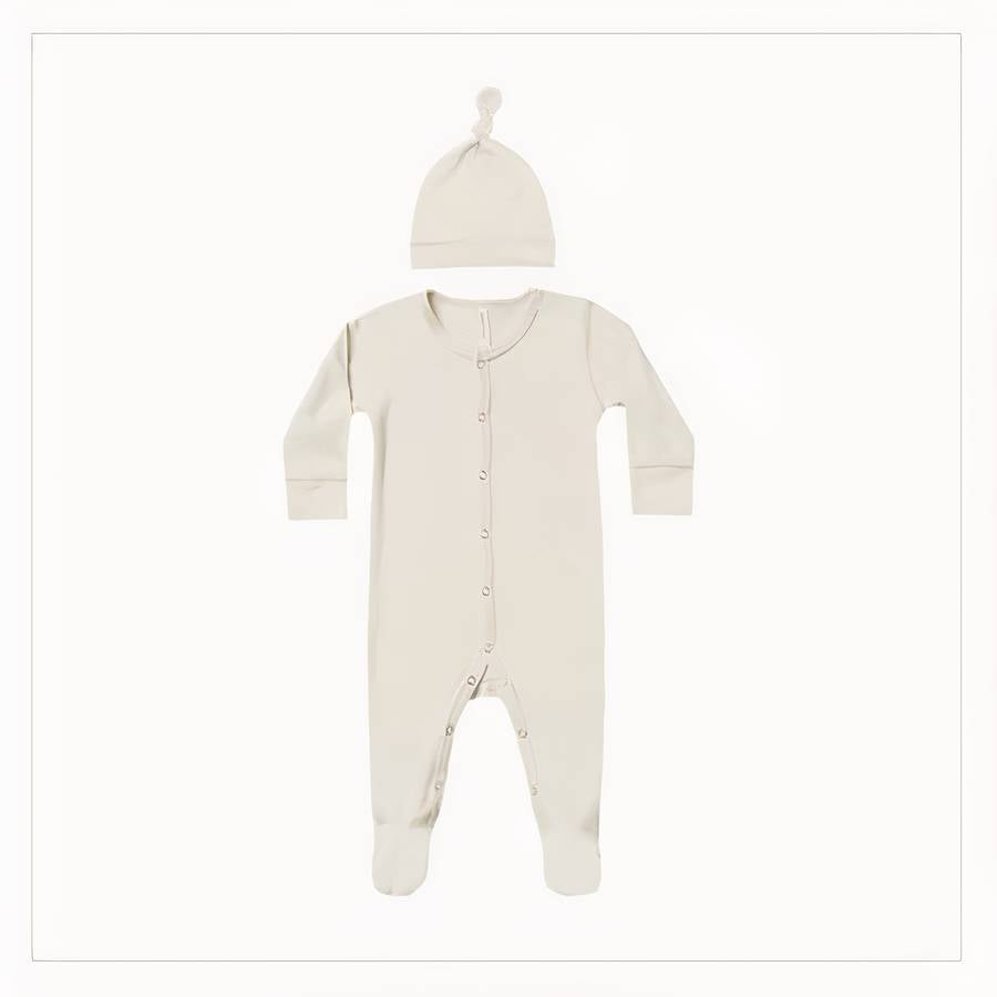 Organic Cotton Newborn Romper with Matching Hat Set