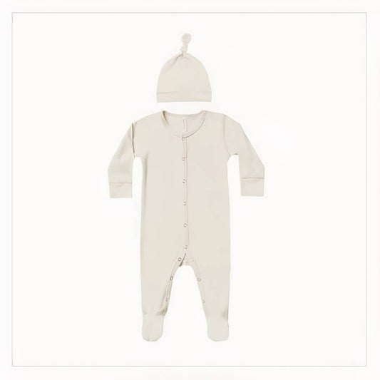Organic Cotton Newborn Romper with Matching Hat Set