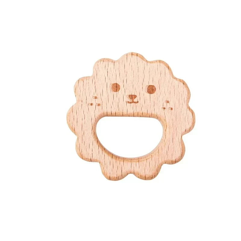 Baby Teething Ring Natural Wood Organic Infant Teether Safe Chew Toy