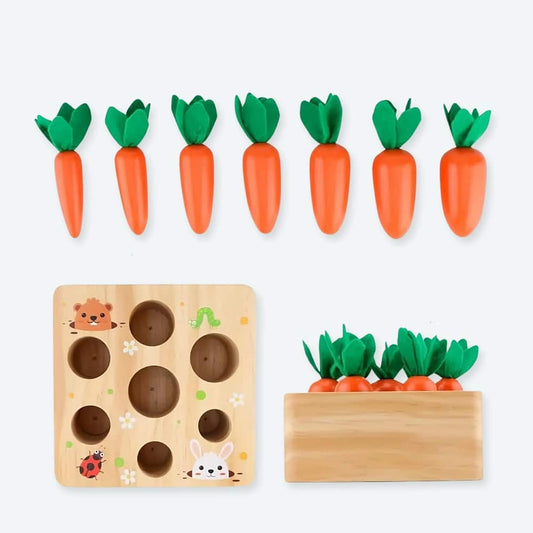 Wooden Baby Pull Toy Carrot Shape Toddler Push and Pull Toy Natural Infant Toy