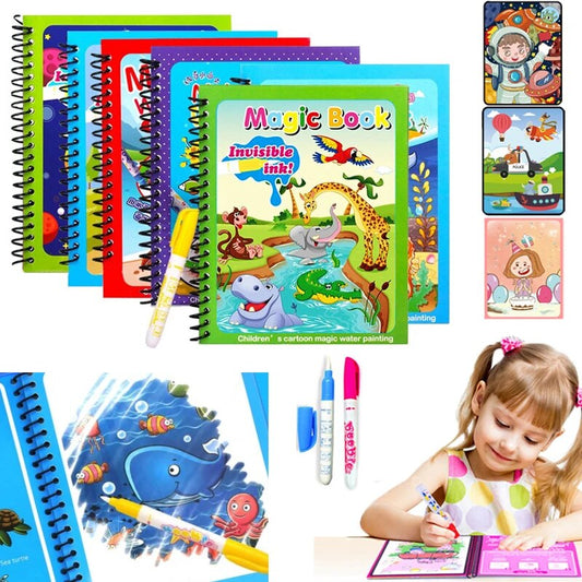 Set of 5 Water Reveal Magic Coloring Books for Kids