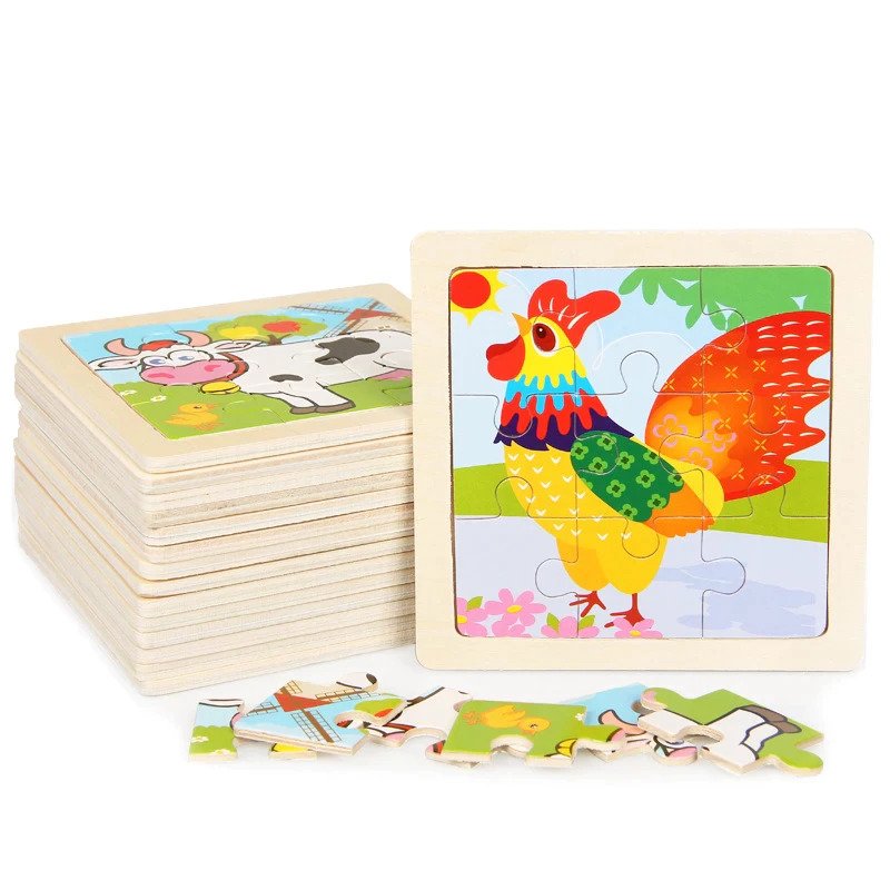 Wooden Puzzles for Kids 10 Pieces Educational Toddler Toys