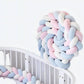 Braided Crib Bumper Blue Pink White Nursery Bedding Protector