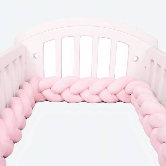 Pink Braided Crib Bumper Soft Nursery Bedding Baby Bed Rail Cushion